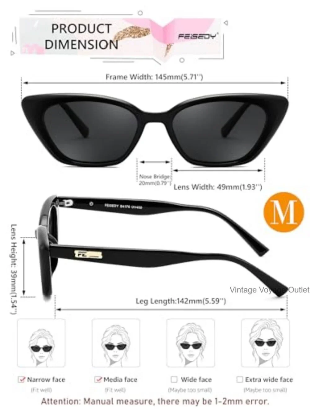 Polarized Cat Eye Sunglasses Retro UV Protection Women Accessory